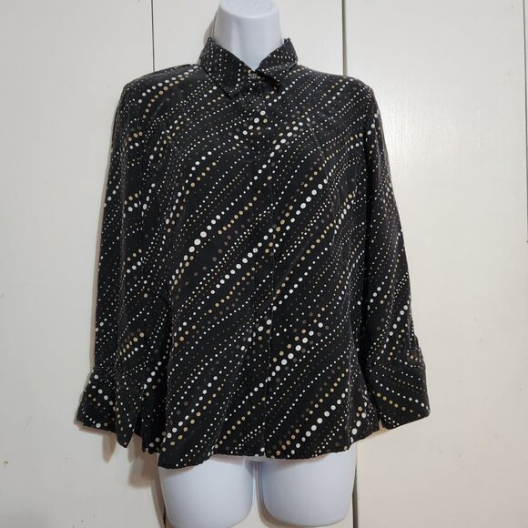 Liz Claiborne Tops - Liz Claiborne 100% Silk Blouse Top Sz 4 Multicolor Polka Dot Button Front Career